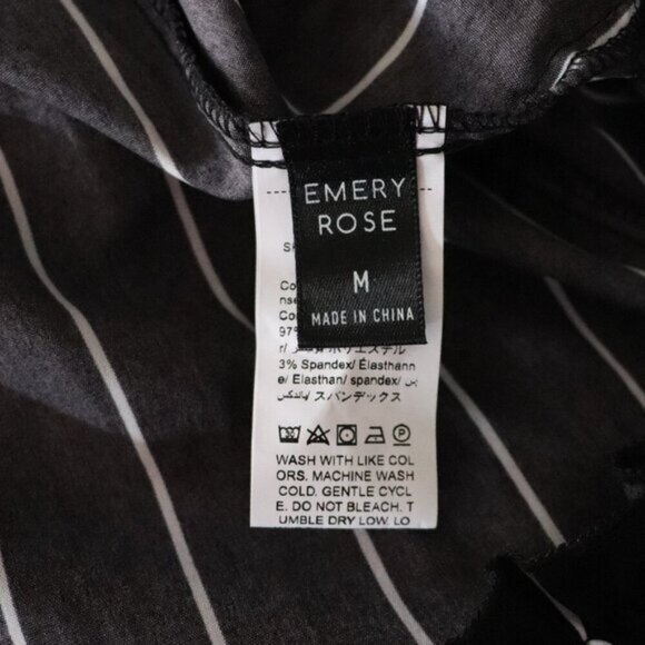 Emery Women's M Black Striped Bell Sleeve Off-the-Shoulder Flare Romper Shorts - Picture 11 of 12